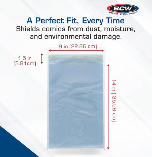 BCW Resealable Silver/Regular Bags for Comics 100 Count - 7 ⅛" x 10 ½"