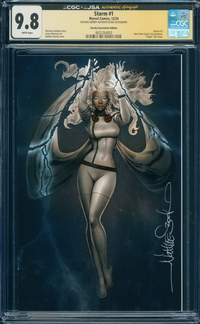 STORM #1 CGC 9.8 NYCC VIRGIN FOIL SIGNED NATHAN SZERDY